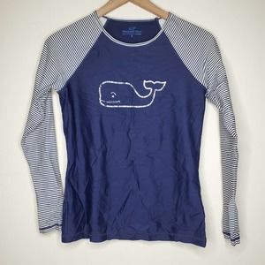 Vineyard Vines Women Blue Stripe Rashguard Swim